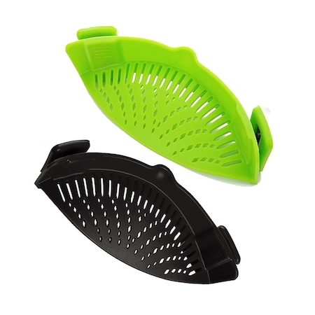 1947Kitchen Heat Resistance Easy Snap Silicone Kitchen Strainer, Green and Black, 2 PK BUN-2-SNSKS-GRE-BLA-735